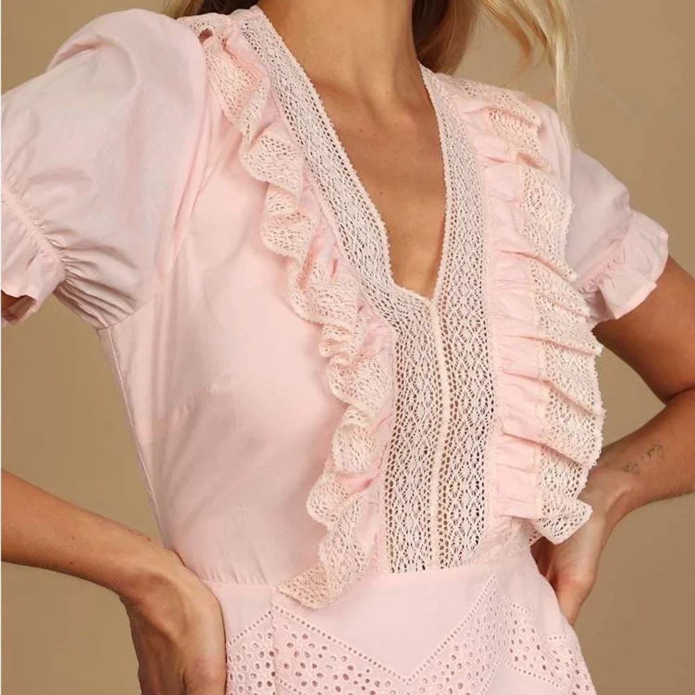 Lulu's Blush Pink Ruffle Mini Dress - Picture 3 of 9